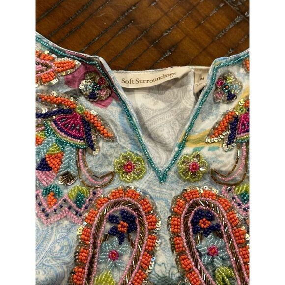 Soft Surroundings Florent beaded embellished tunic floral M - Picture 7 of 11